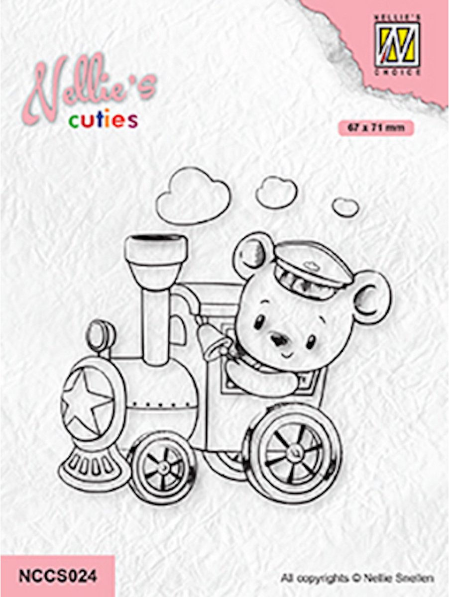 NCCS024 Nellie Snellen Cuties Clearstamp - Train engineer - trein machinist beertje - jongens stempel beer